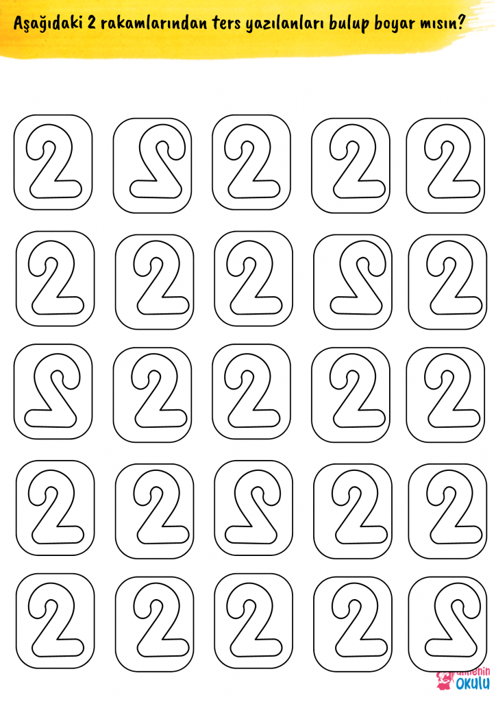 2 Rakamı Okuma Yazmaya Hazırlık Çalışması - Annenin Okulu